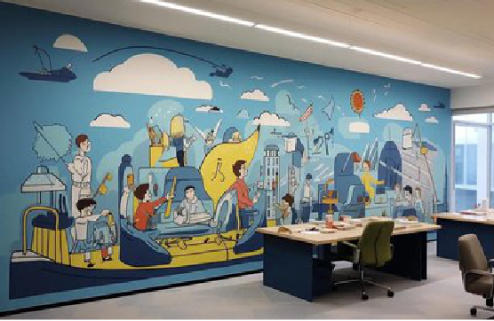 宁南办公室墙绘的特点。